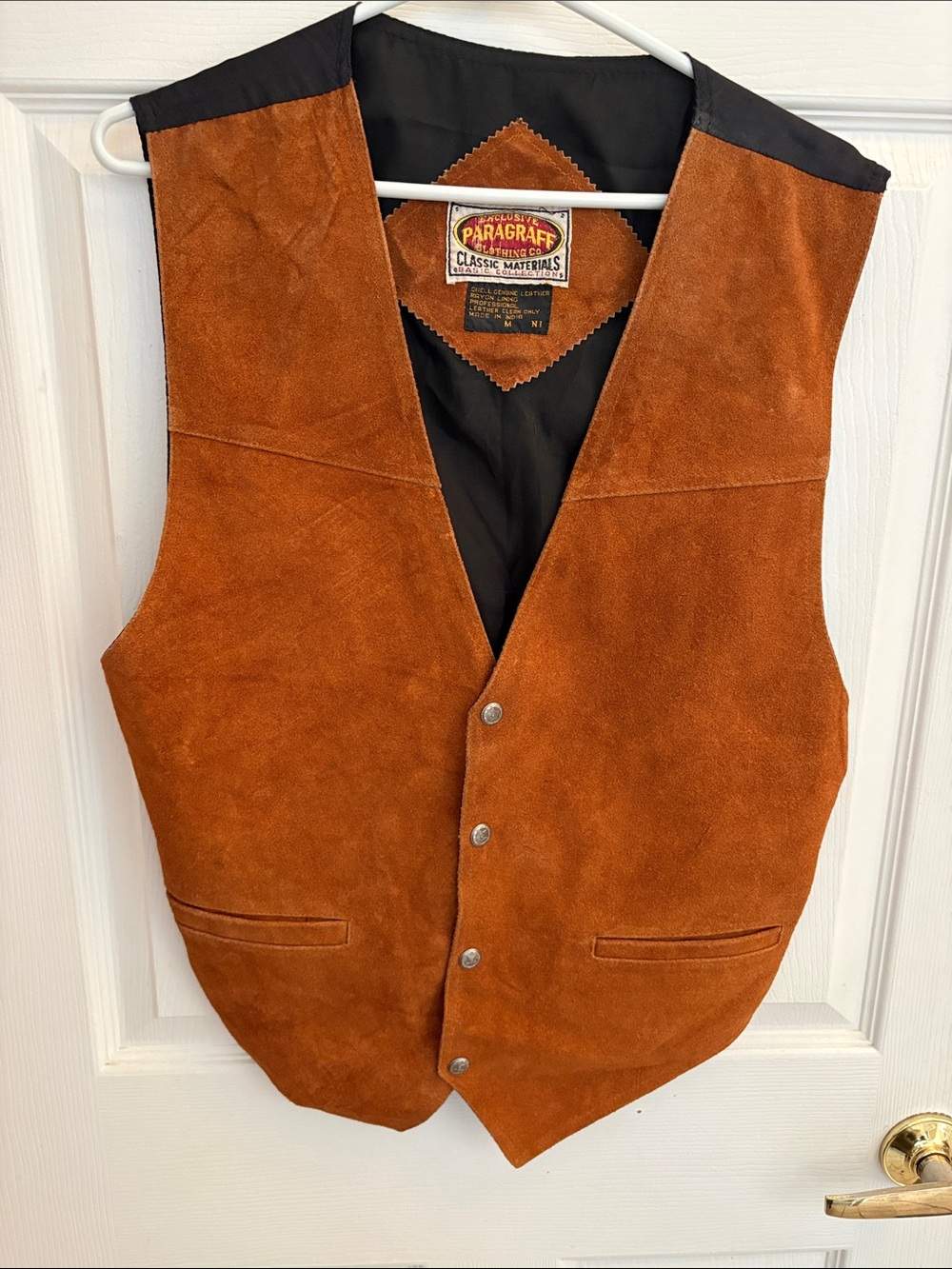 Paragraff Men's Suede leather Vest in Rust Brown size medium vintage